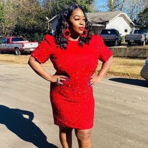 Vintage Red Sequin Dress